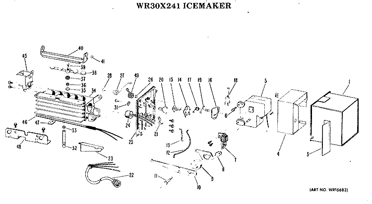 ICEMAKER Diagram and Parts List for WR30X241  General Electric Ice Maker