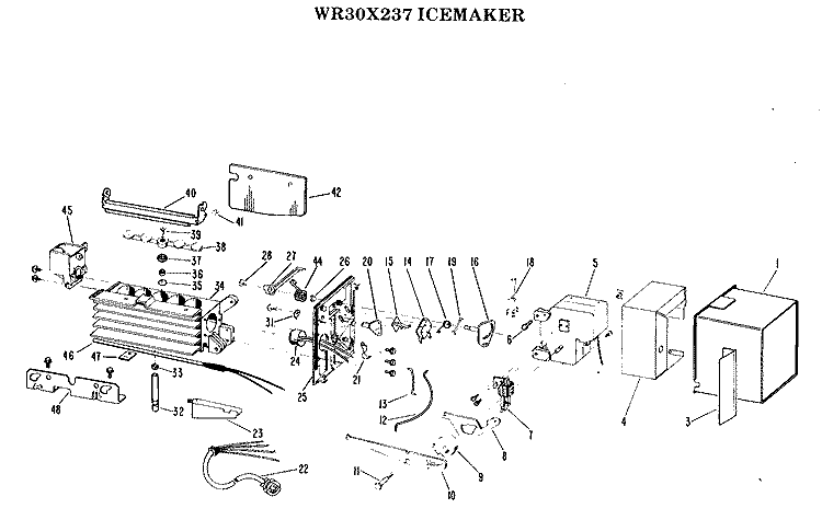 ICEMAKER Diagram and Parts List for WR30X237  General Electric Ice Maker