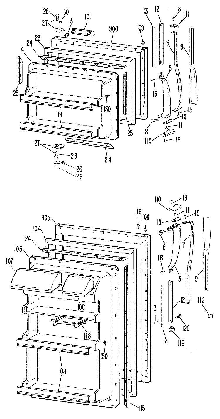 Section Diagram and Parts List for TBF17PBM  General Electric Refrigerator