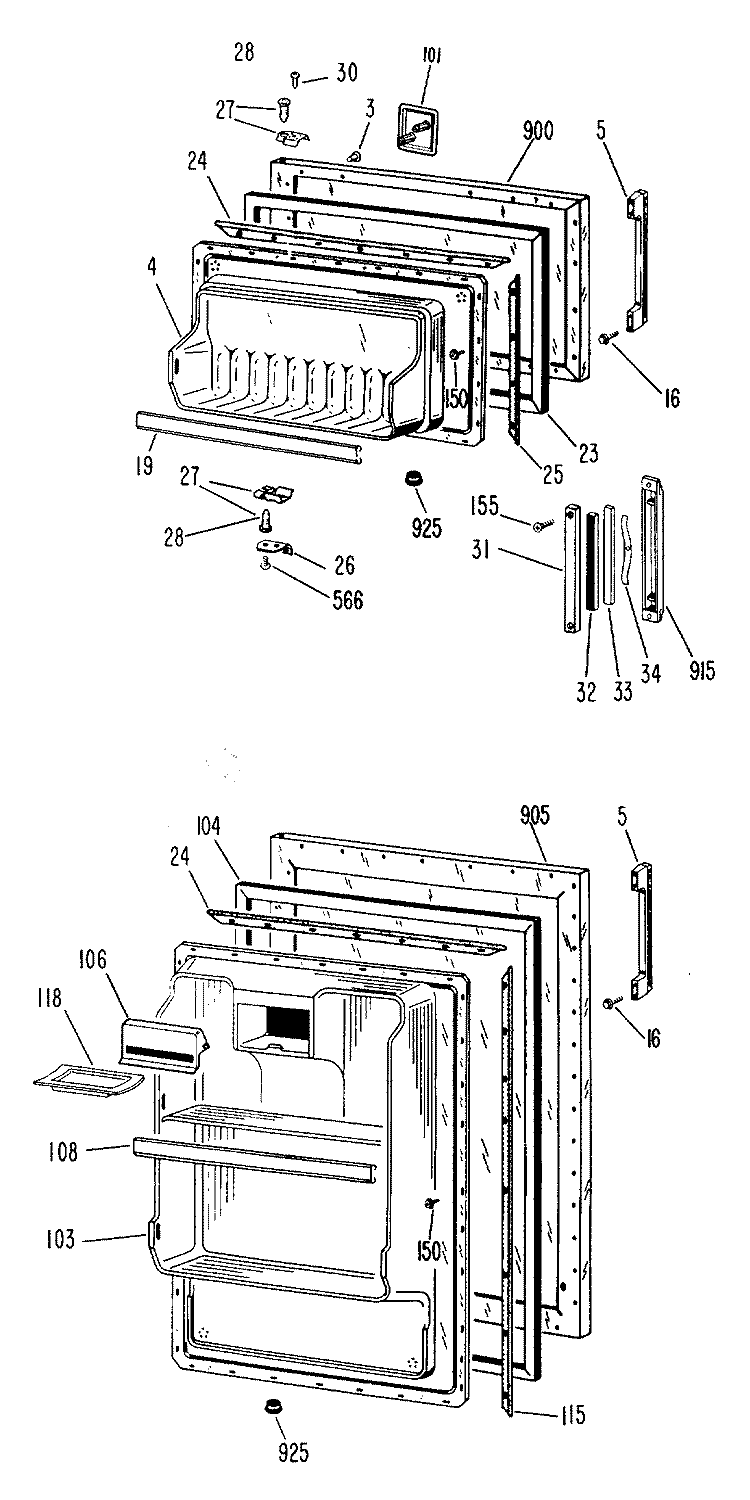 Section Diagram and Parts List for TB12SCBR  General Electric Refrigerator
