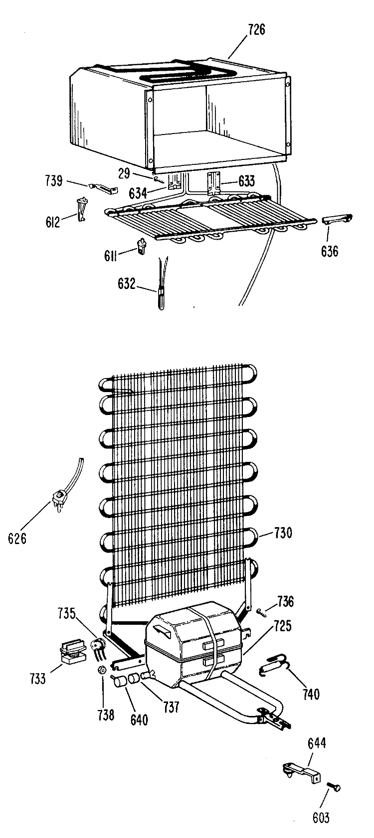 Section Diagram and Parts List for TB12SCBR  General Electric Refrigerator