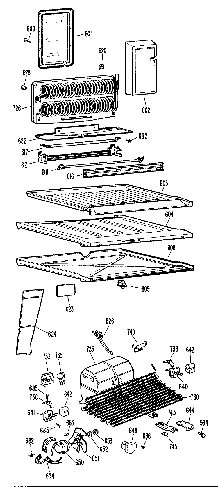 Section Diagram and Parts List for TBF17ZCBR  General Electric Refrigerator