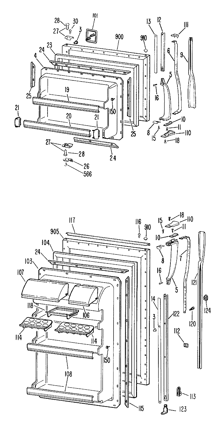 Section Diagram and Parts List for TBF19ZCBR  General Electric Refrigerator