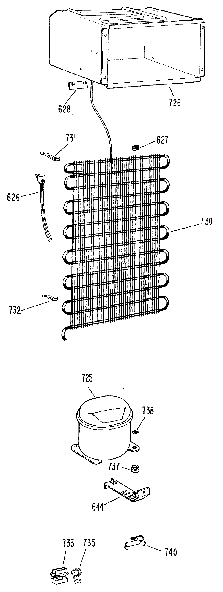 Section Diagram and Parts List for TA14SCBR  General Electric Refrigerator
