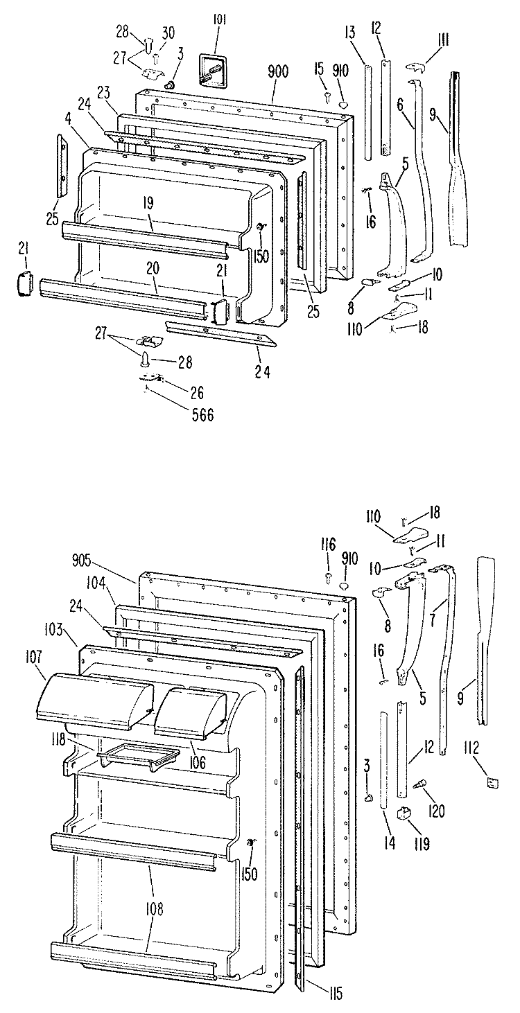 Section Diagram and Parts List for TBF19PCBR  General Electric Refrigerator