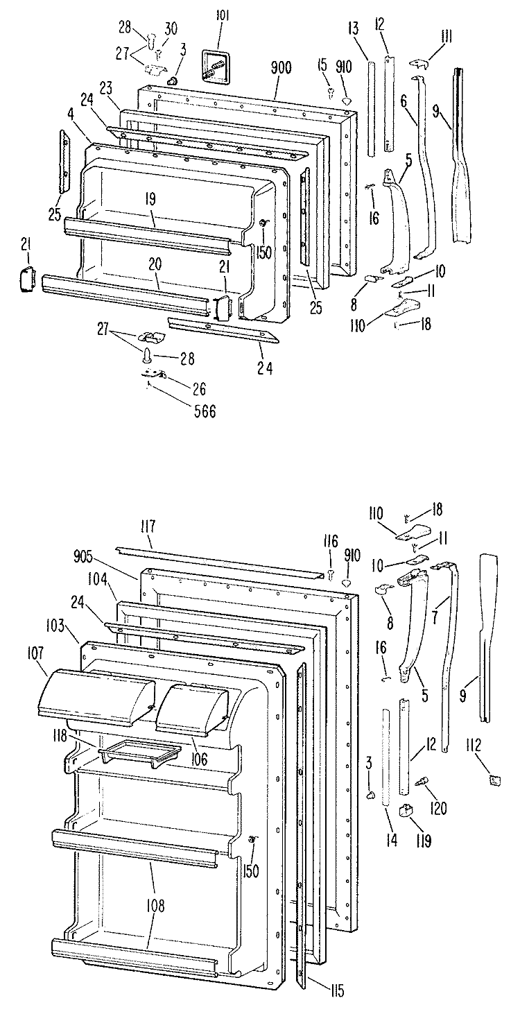 Section Diagram and Parts List for TBF19KCBR  General Electric Refrigerator