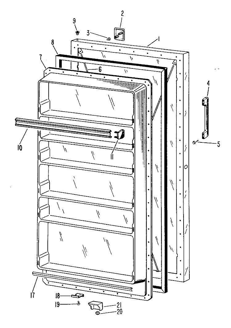 Section Diagram and Parts List for CA13DCB  General Electric Freezer