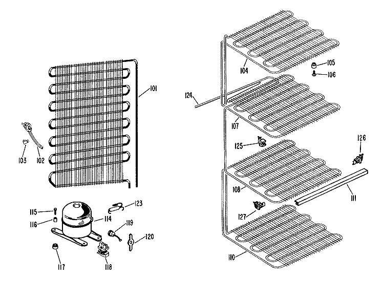 Section Diagram and Parts List for CA13DCB  General Electric Freezer