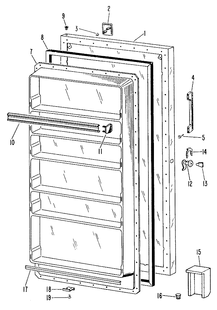 Section Diagram and Parts List for CA19DCB  General Electric Freezer