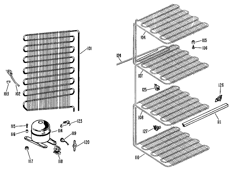 Section Diagram and Parts List for CA16DCC  General Electric Freezer