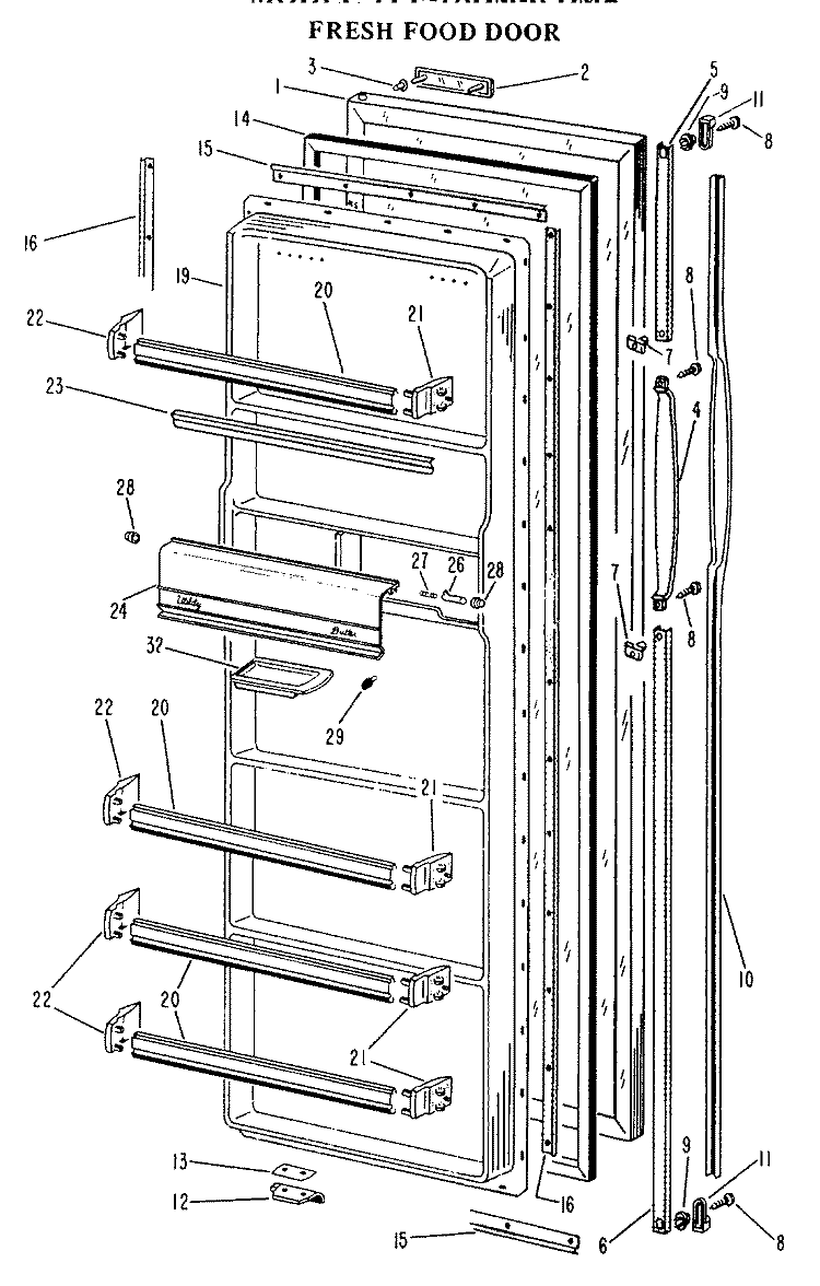 FRESH FOOD DOOR? Diagram and Parts List for TFF18DMB  General Electric Refrigerator