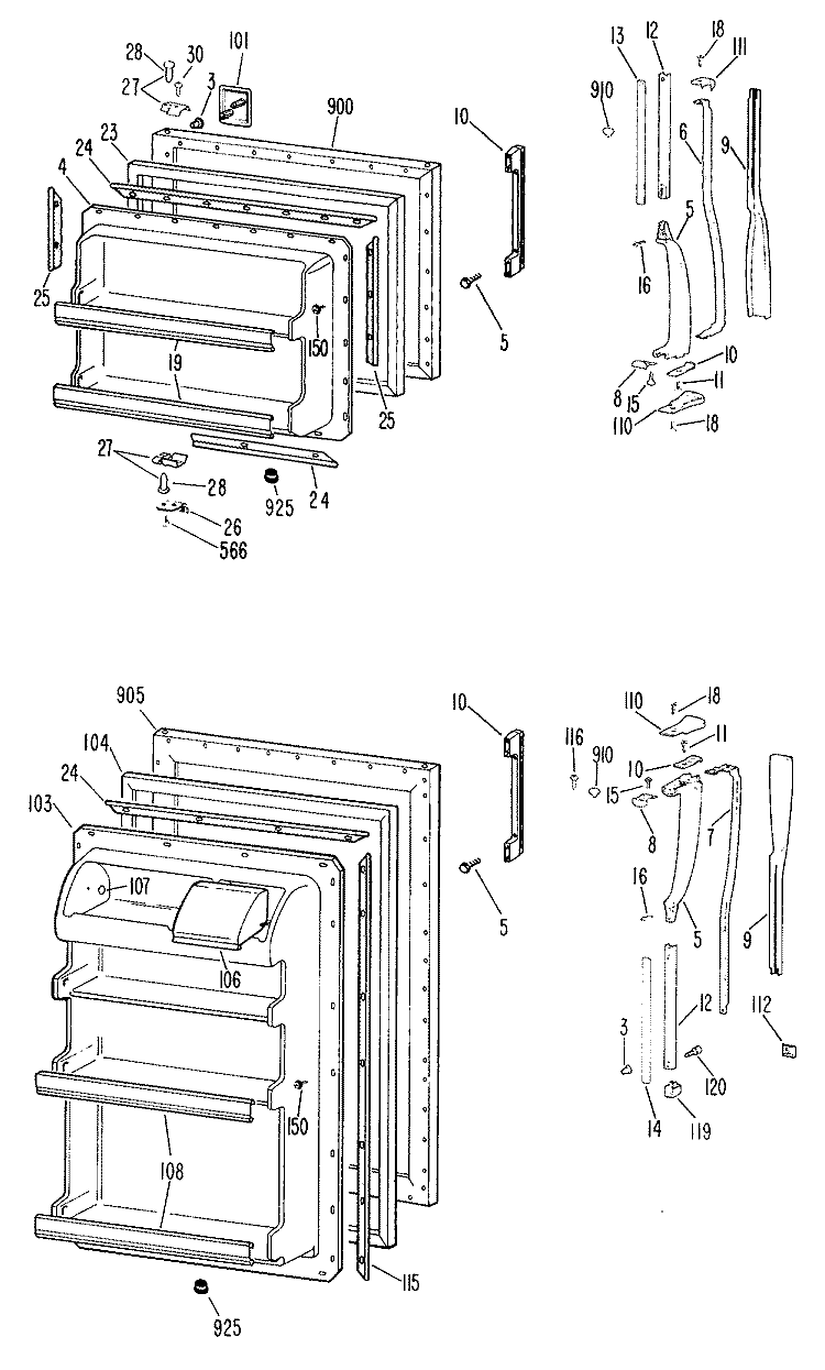 Section Diagram and Parts List for TBF17LCBR  General Electric Refrigerator