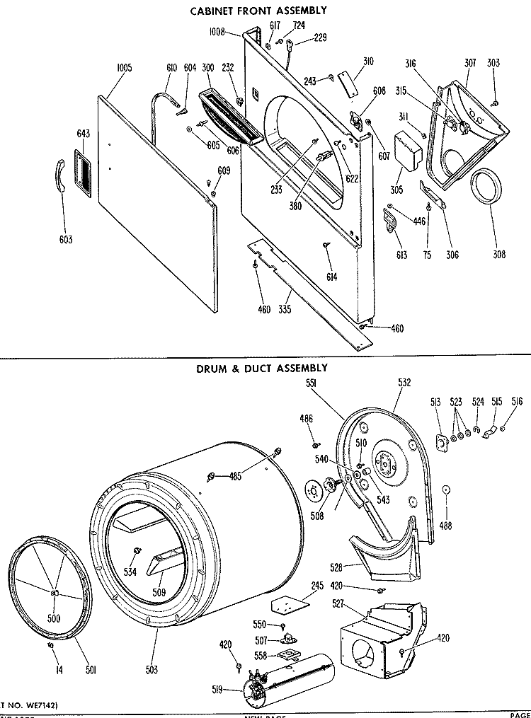 CABINET FRONT ASSEMBLY Diagram and Parts List for DDE8108VHL  General Electric Dryer