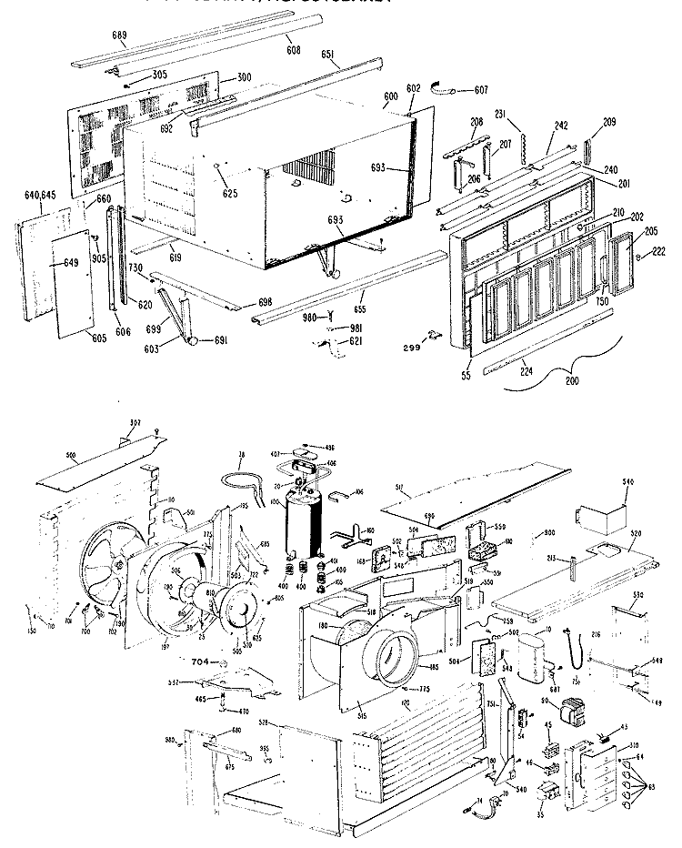 Section Diagram and Parts List for AGFE512AAXT1  General Electric Air Conditioner
