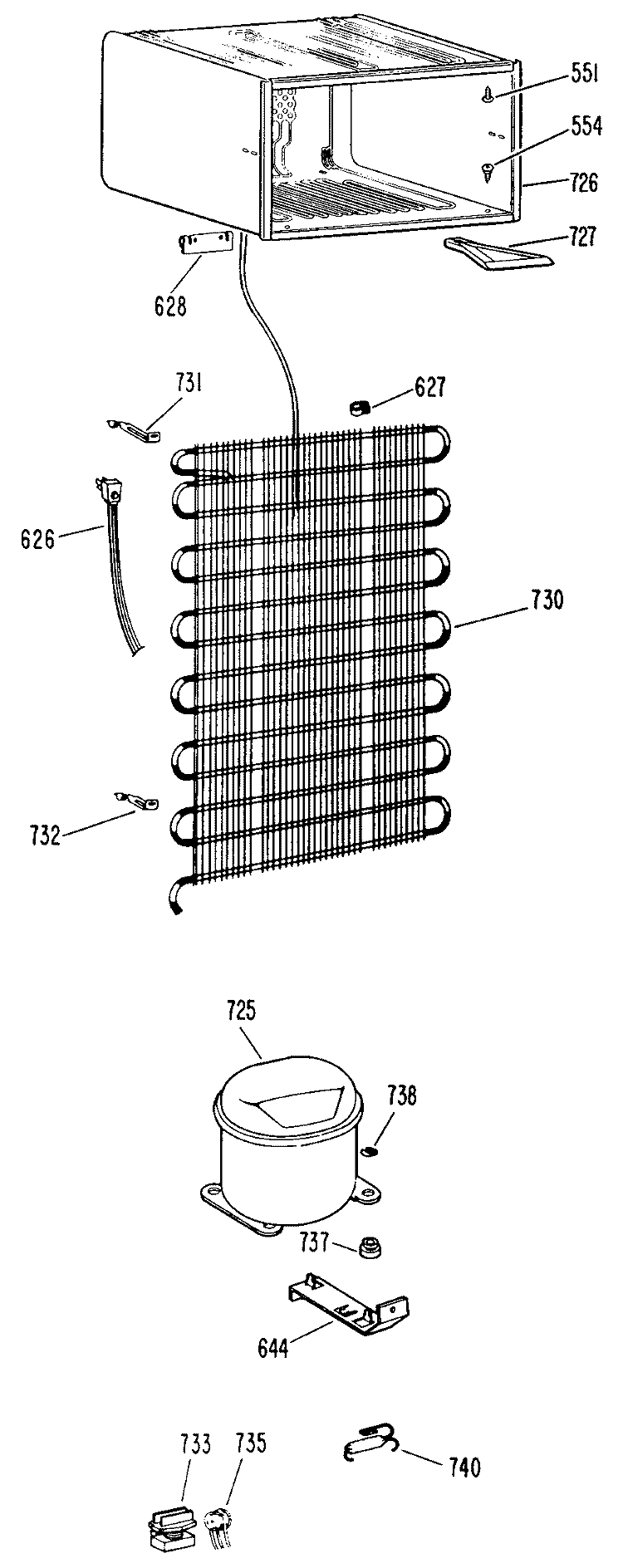 Section Diagram and Parts List for TA14SFBL  General Electric Refrigerator