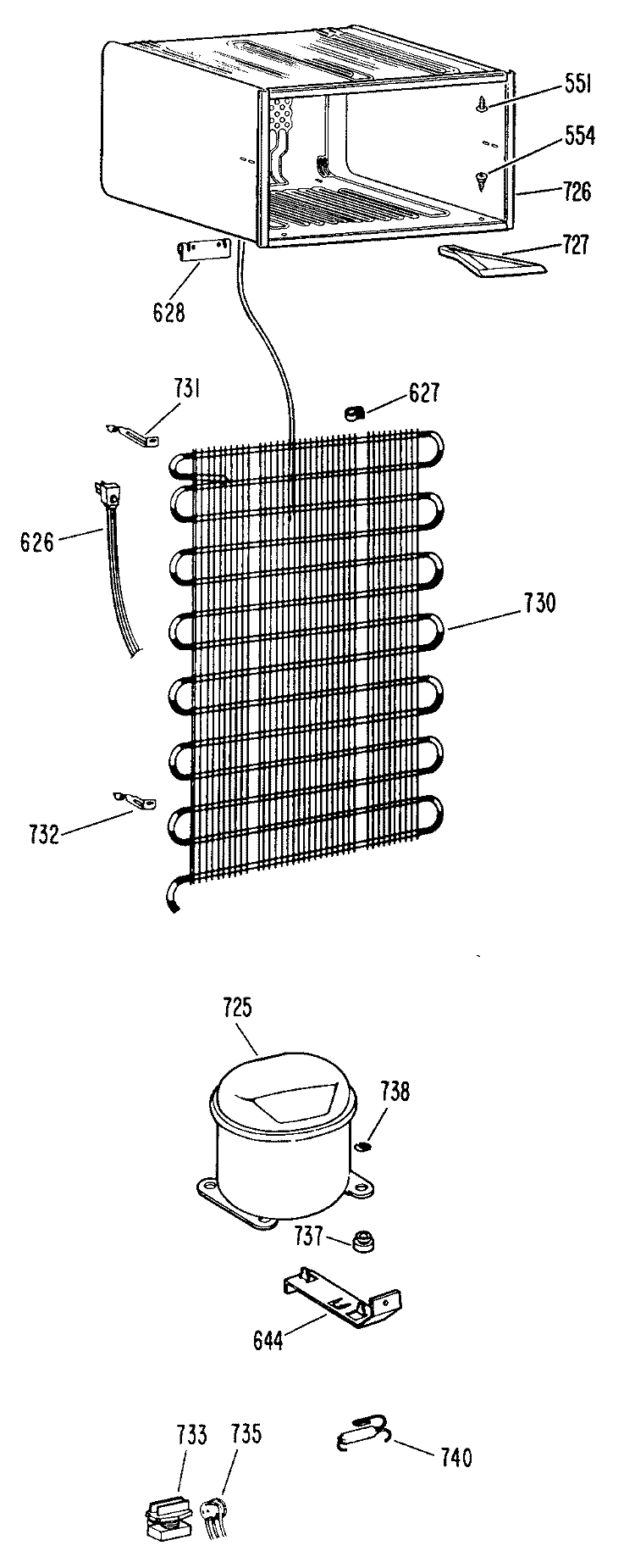 Section Diagram and Parts List for TA11SFBL  General Electric Refrigerator