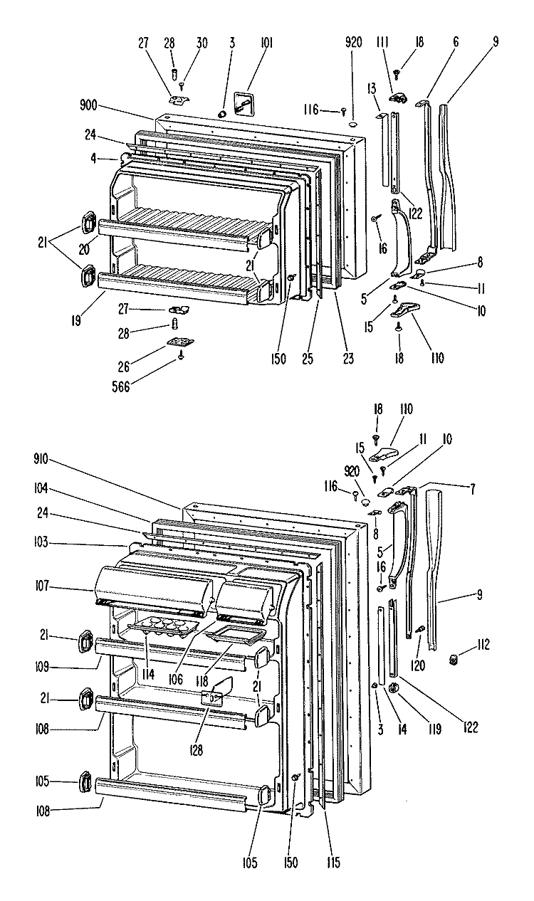 Section Diagram and Parts List for TBX18CGBR  General Electric Refrigerator