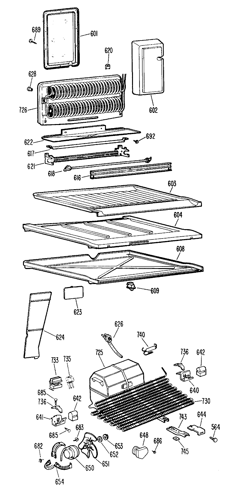 Section Diagram and Parts List for TBX18ZFCR  General Electric Refrigerator