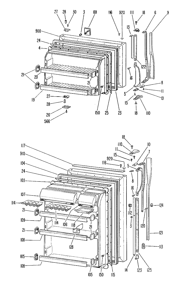 Section Diagram and Parts List for TBX20ZFBR  General Electric Refrigerator