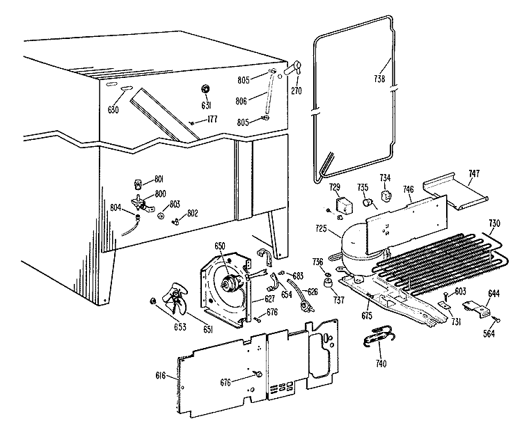 Section Diagram and Parts List for TFF20RFB  General Electric Refrigerator