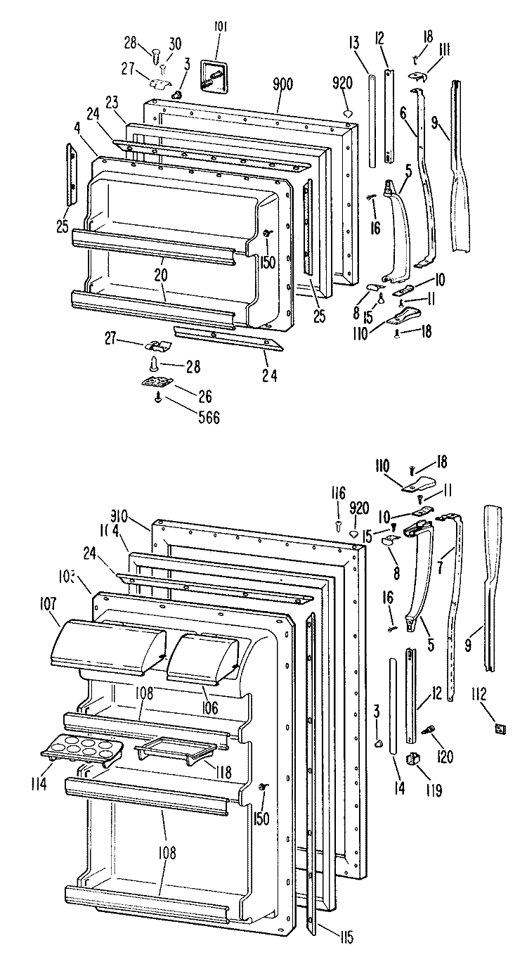 Section Diagram and Parts List for TBF17CFBR  General Electric Refrigerator