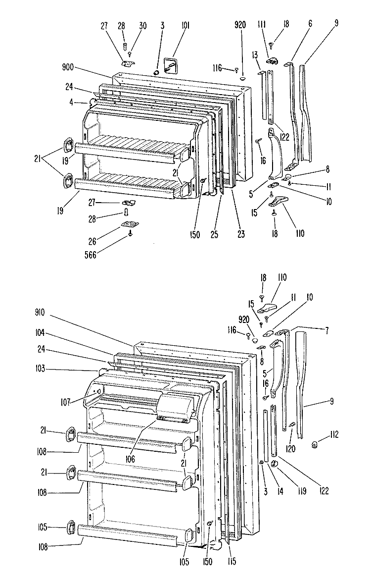 Section Diagram and Parts List for TBX18LFBR  General Electric Refrigerator