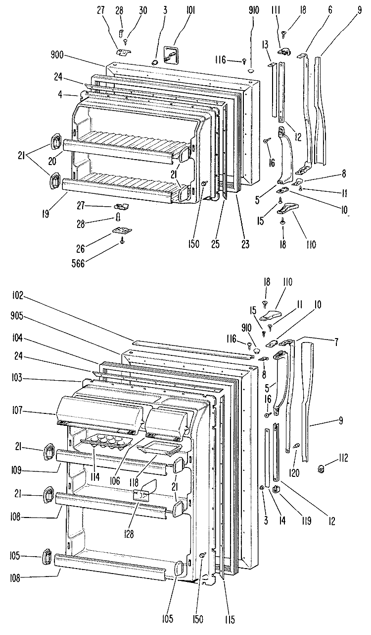 Section Diagram and Parts List for TBX18KFBR  General Electric Refrigerator