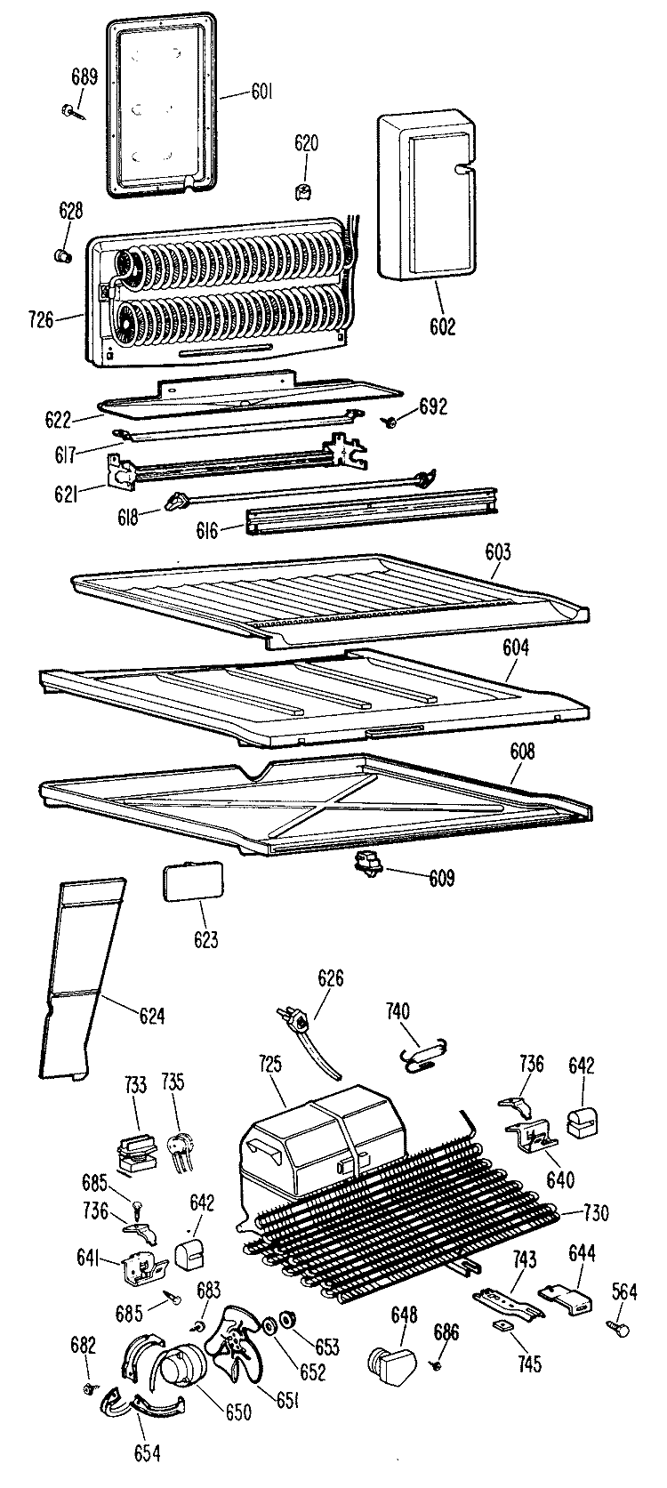 Section Diagram and Parts List for TBX18KFBR  General Electric Refrigerator