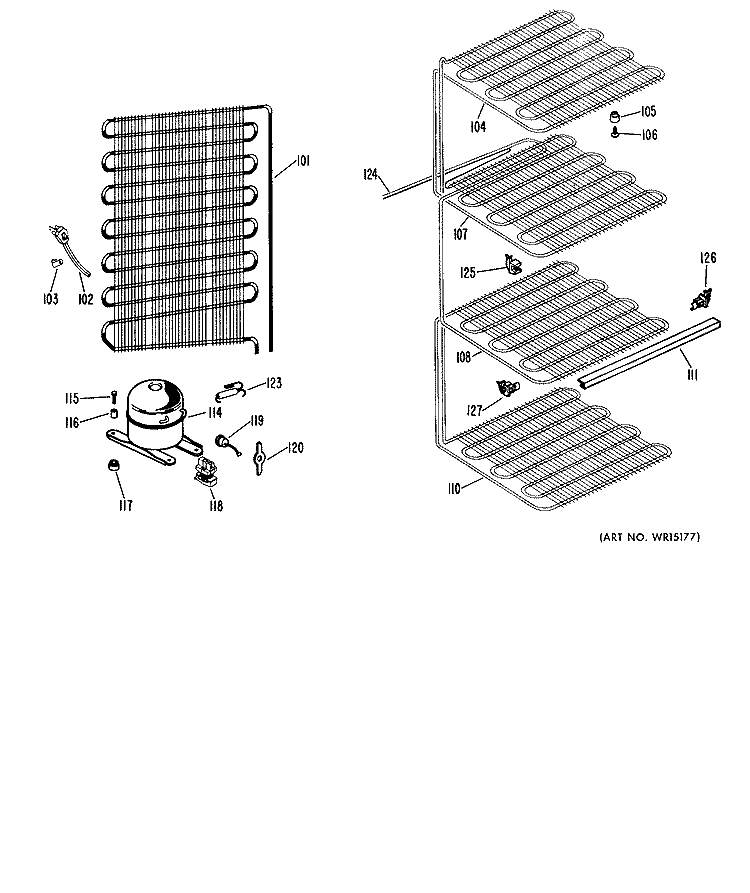 Section Diagram and Parts List for CA10DFB  General Electric Freezer