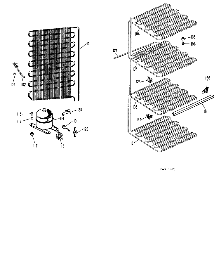 Section Diagram and Parts List for CA16DFB  General Electric Freezer