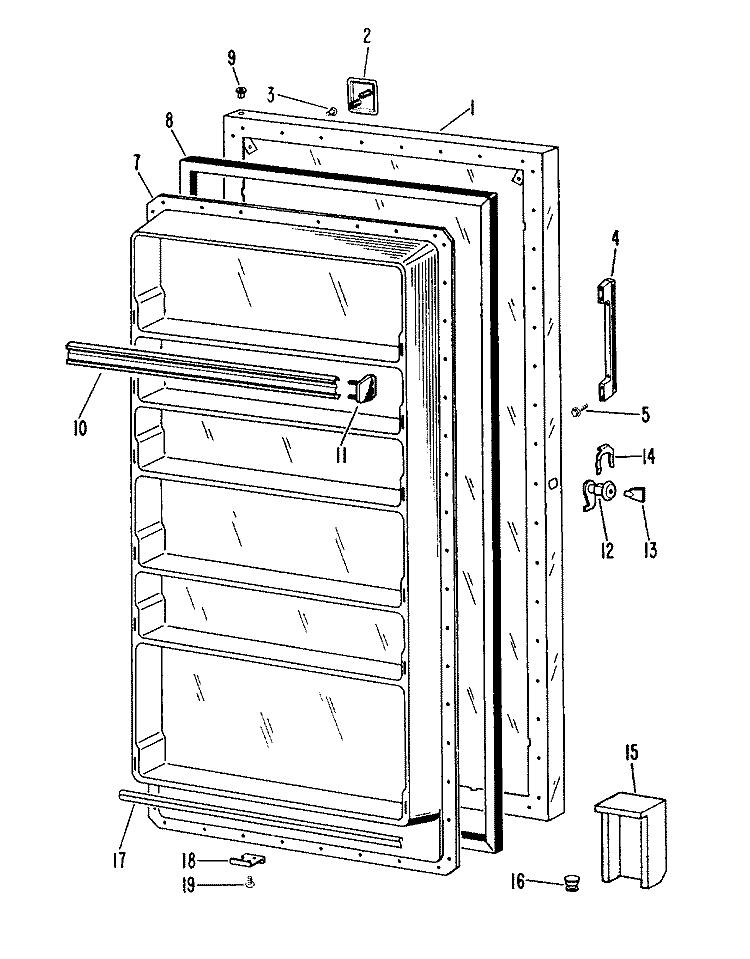 Section Diagram and Parts List for CA21DFB  General Electric Freezer
