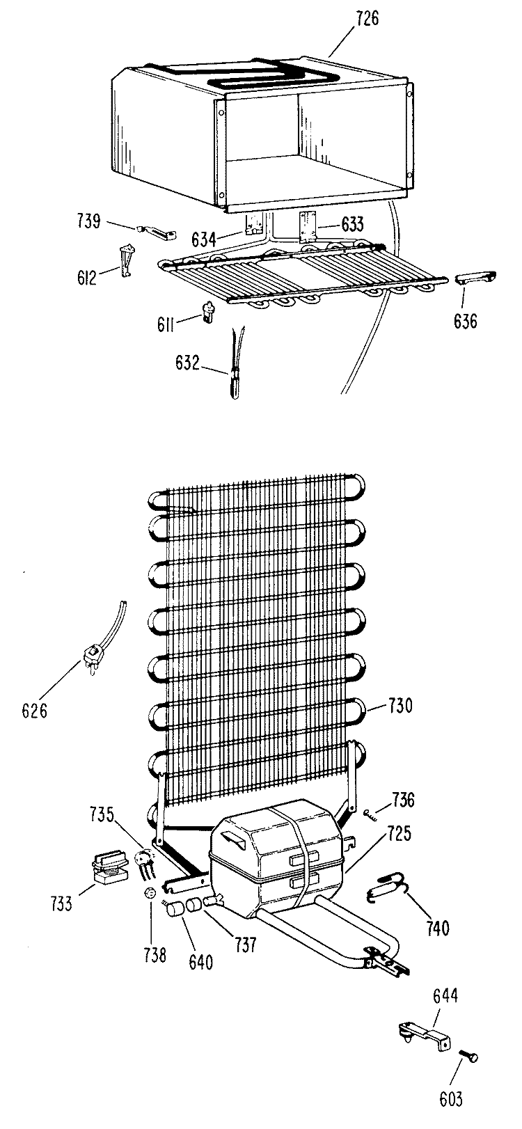 Section Diagram and Parts List for TB12SFBR  General Electric Refrigerator