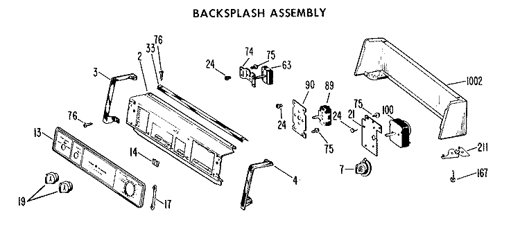 BACKSPLASH ASSEMBLY Diagram and Parts List for DDG6380BDL  General Electric Dryer