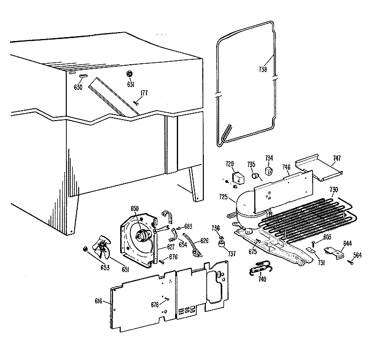 Section Diagram and Parts List for TFX20PFC  General Electric Refrigerator