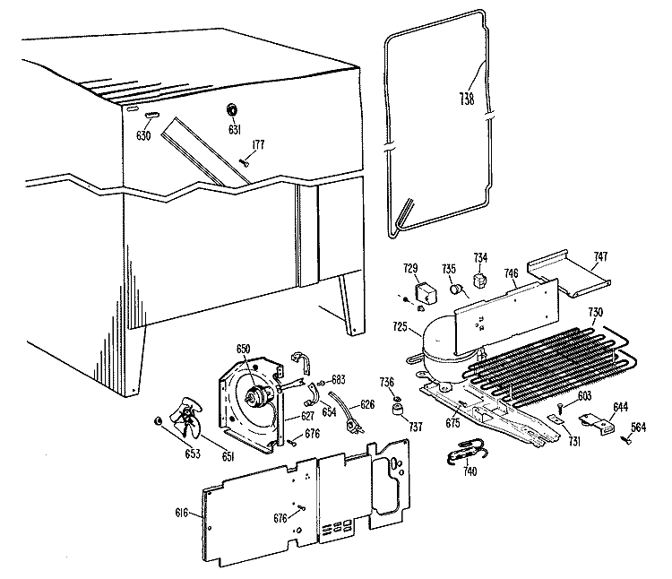 Section Diagram and Parts List for TFX22ZFC  General Electric Refrigerator