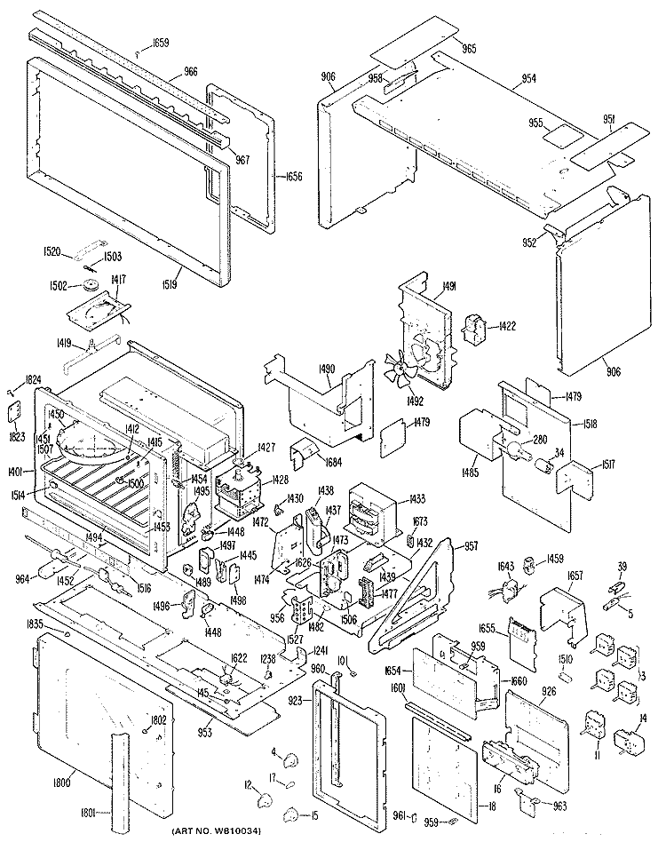 Section Diagram and Parts List for JHP60G*03  General Electric Microwave Oven Combo