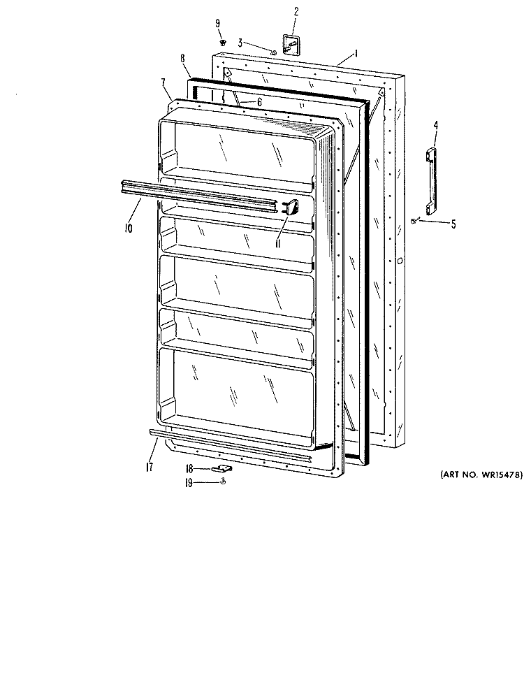 Section Diagram and Parts List for CA13DFC  General Electric Freezer