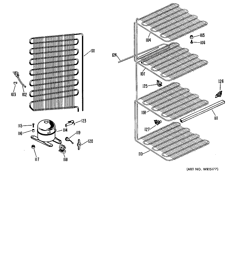 Section Diagram and Parts List for CA13DFC  General Electric Freezer