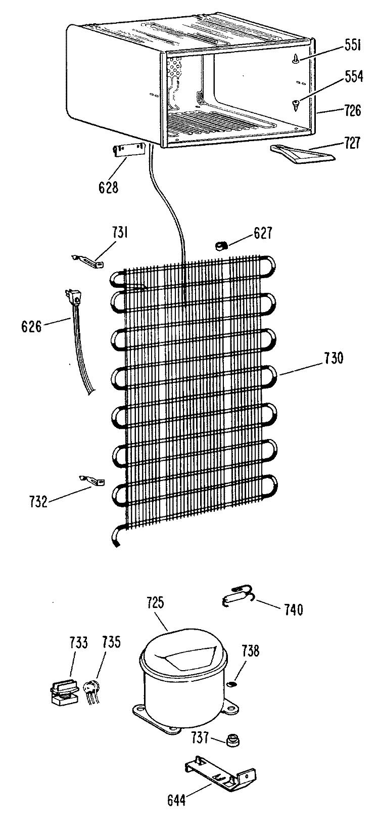 Section Diagram and Parts List for TA11SGBL  General Electric Refrigerator