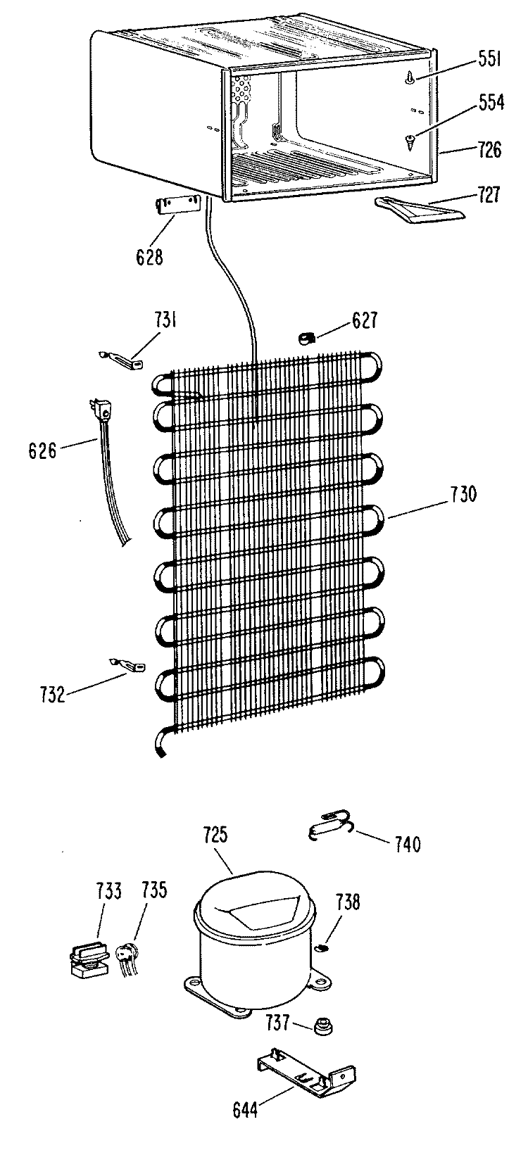 Section Diagram and Parts List for TA14SGBR  General Electric Refrigerator