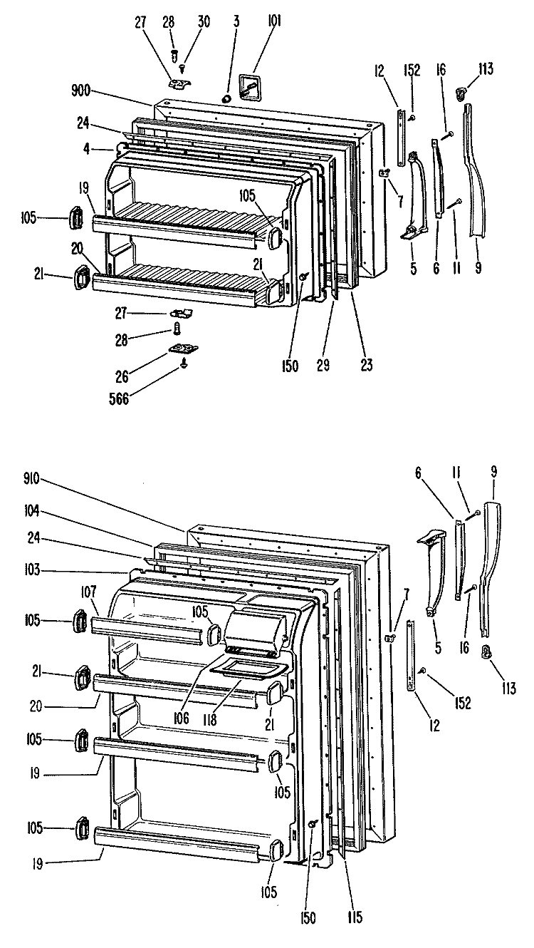 Section Diagram and Parts List for TBF14SGBR  General Electric Refrigerator
