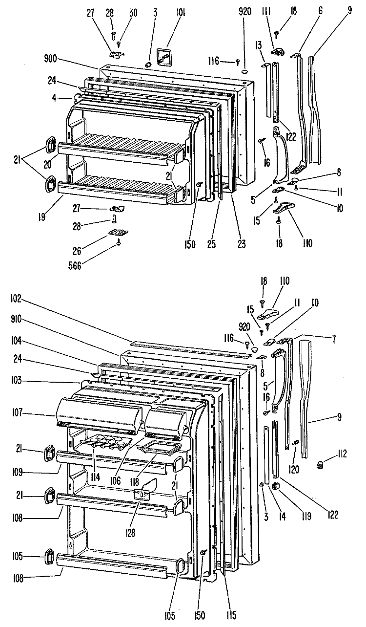 Section Diagram and Parts List for TBX18KGBR  General Electric Refrigerator