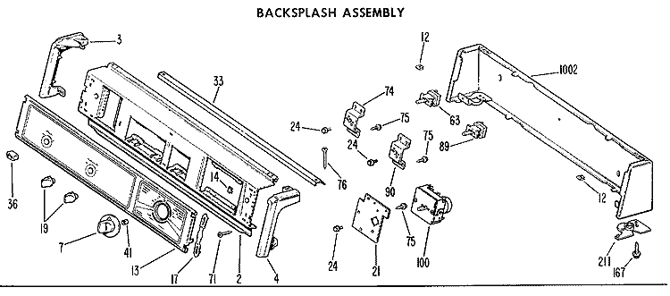 BACKSPLASH ASSEMBLY Diagram and Parts List for DDG5380GAL  General Electric Dryer