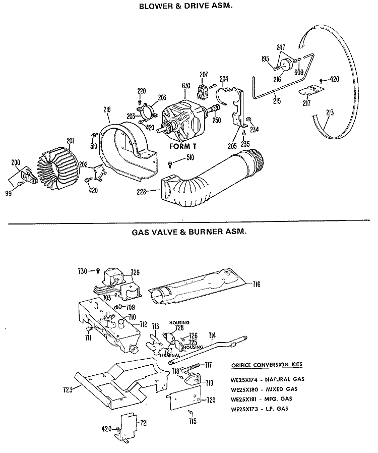 BLOWER & DRIVE ASM. Diagram and Parts List for DDG9280GAL  General Electric Dryer