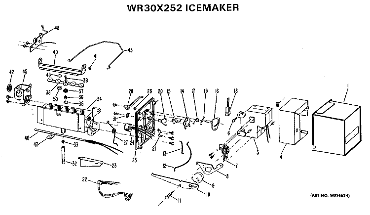 ICEMAKER Diagram and Parts List for WR30X252  General Electric Ice Maker