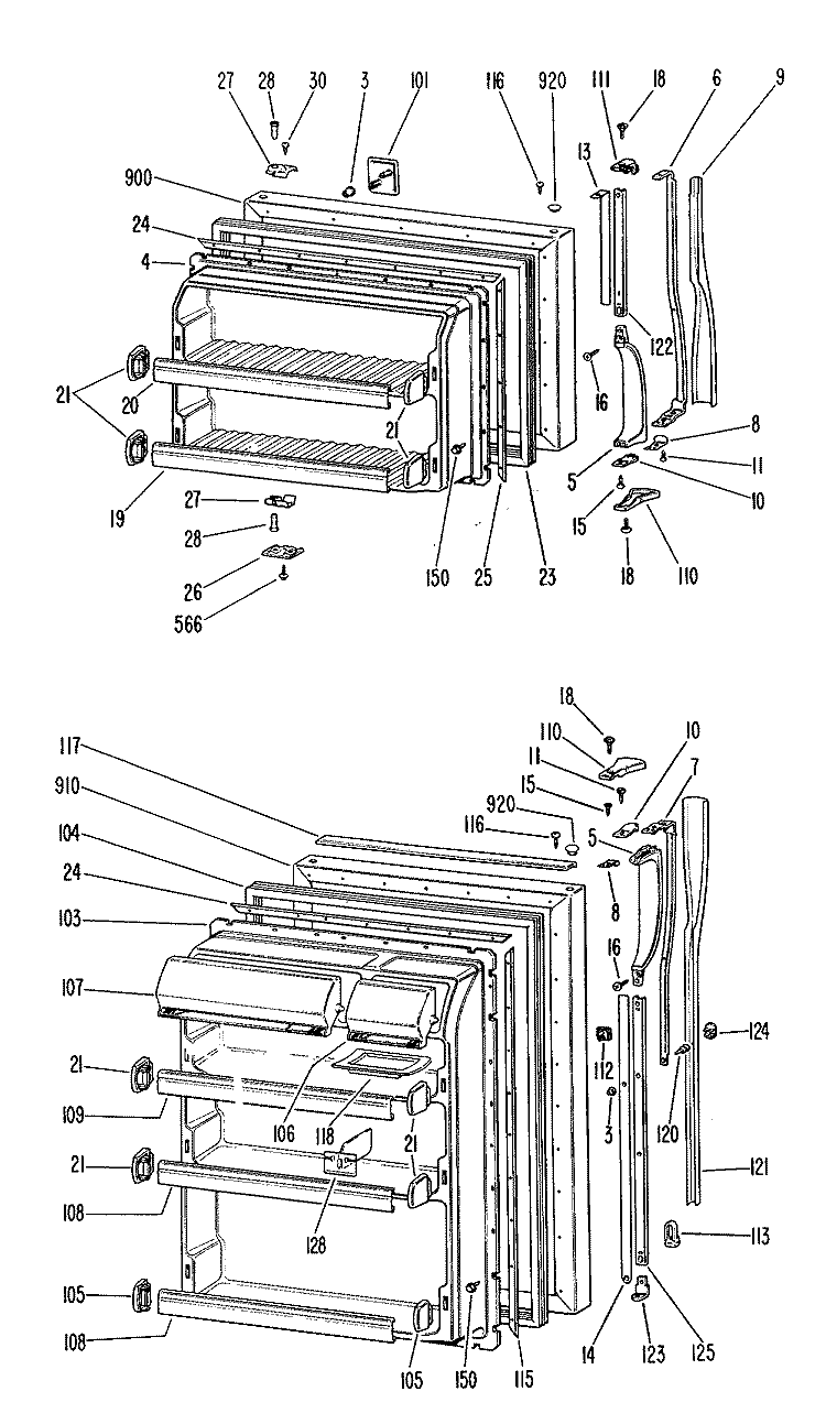 Section Diagram and Parts List for TBX20ZGRR  General Electric Refrigerator