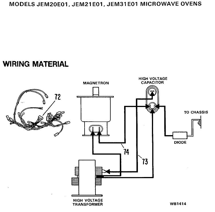 MICROWAVE OVENS Diagram and Parts List for JEM21E01  General Electric Microwave