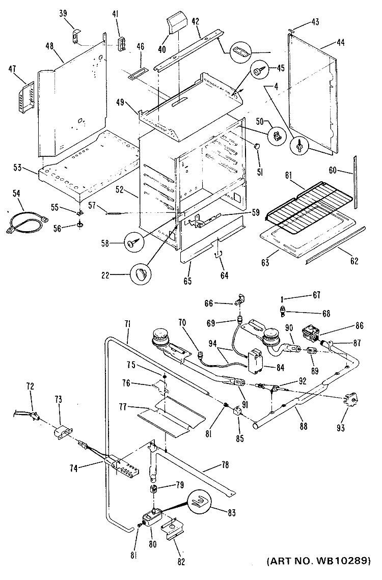 Section Diagram and Parts List for JGSS03EH1  General Electric Range
