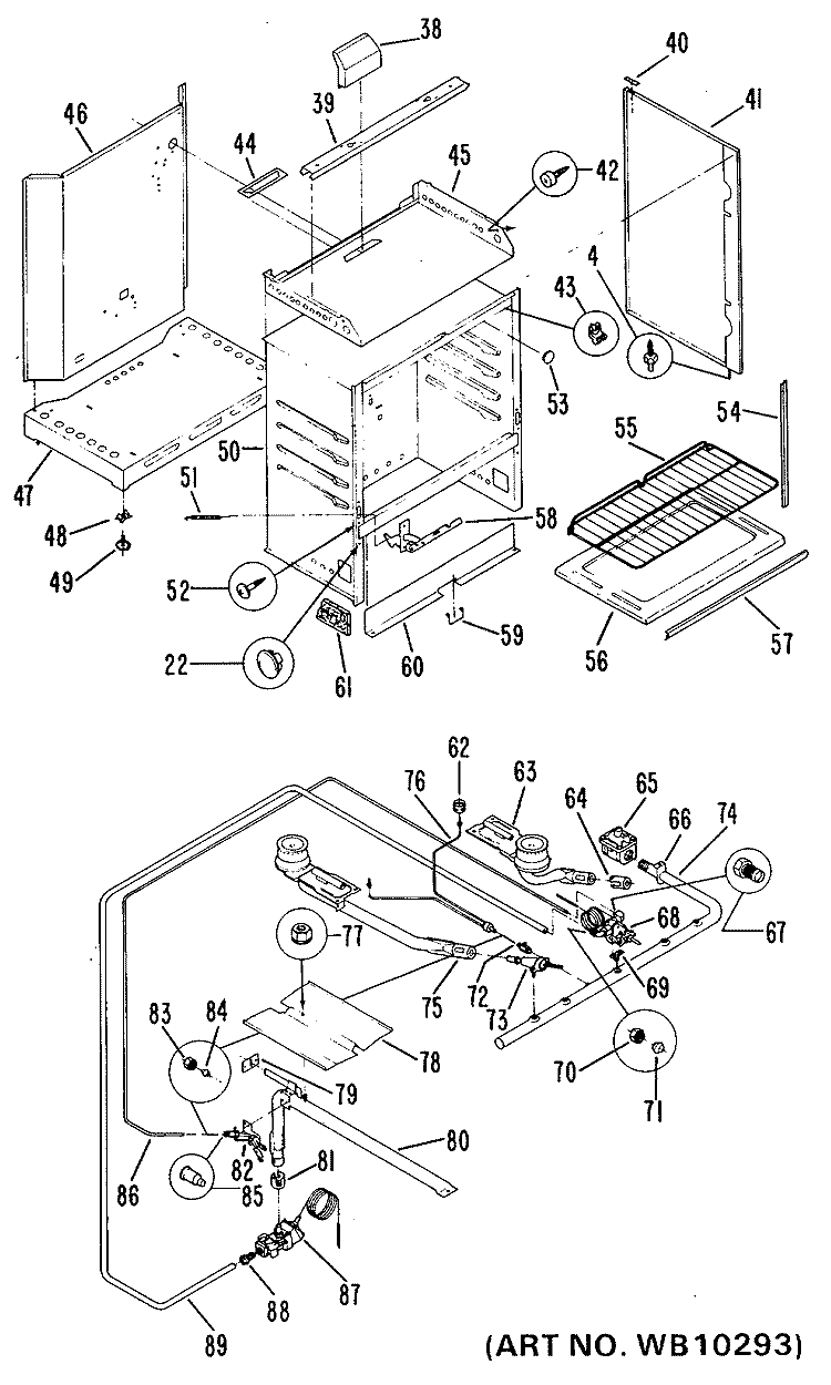 Section Diagram and Parts List for JGSS03PH1  General Electric Range