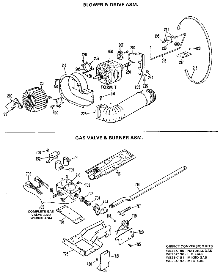 BLOWER & DRIVE ASM. Diagram and Parts List for DDG9280GCL  General Electric Dryer